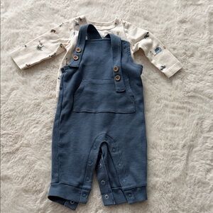 Carter's Blue Knit Baby Overalls with Pocket